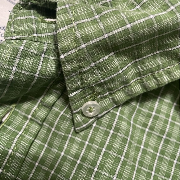 Wrangler Hero Men 2X‎ Green/White Striped button collar dress shirt short sleeve - Picture 5 of 7